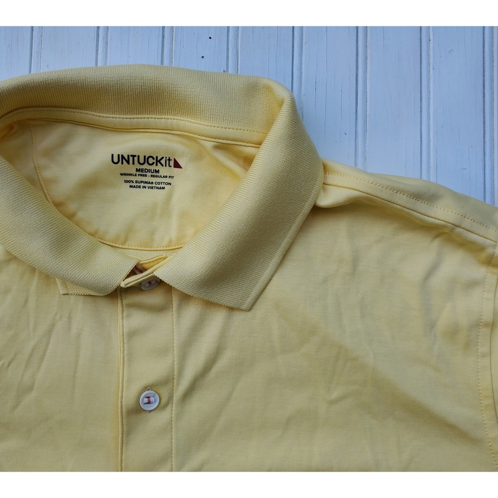 UNTUCKit Damaschino Polo Shirt Mens Medium Yellow Supima Cotton Super soft